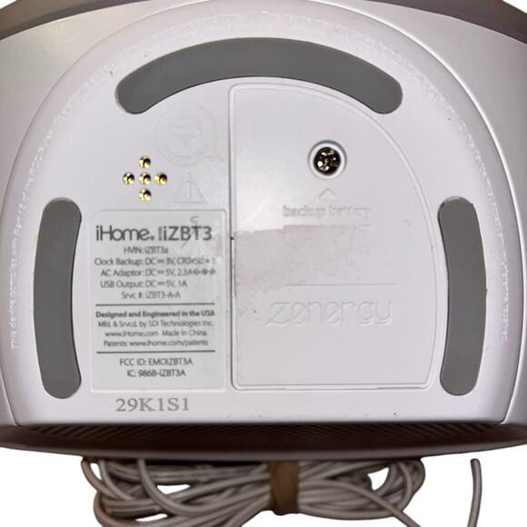 iHome Zenergy iZBT3 Sleep Therapy Machine White Noise Light Alarm Clock w/USB - Picture 6 of 6